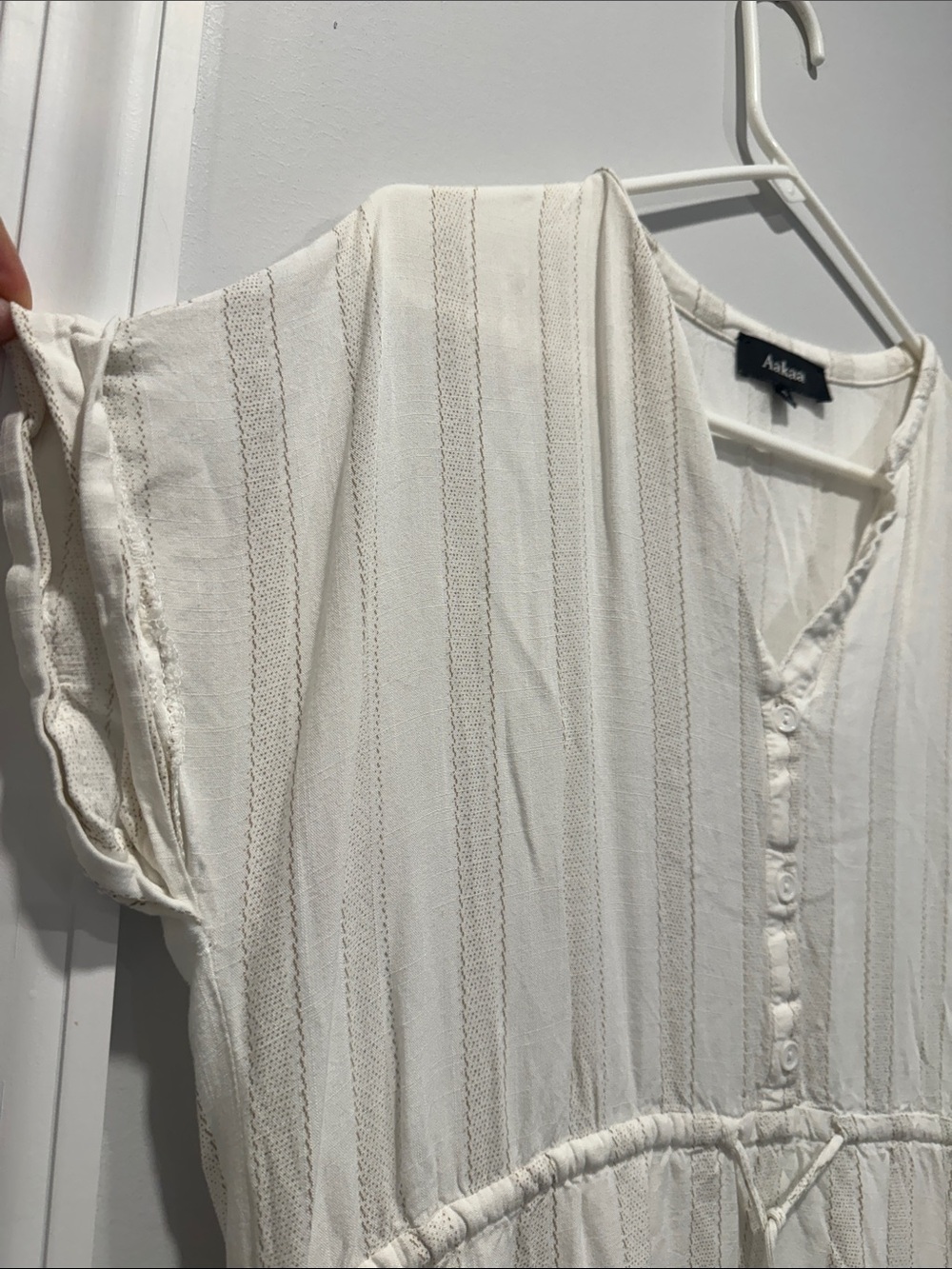 Aakaa Ivory Boho Button-Front Peplum Tunic - Picture 2 of 8